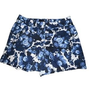 Limited Tailored Shorts Womens 8 Blue Indigo Floral Print Chinoiserie Watercolor